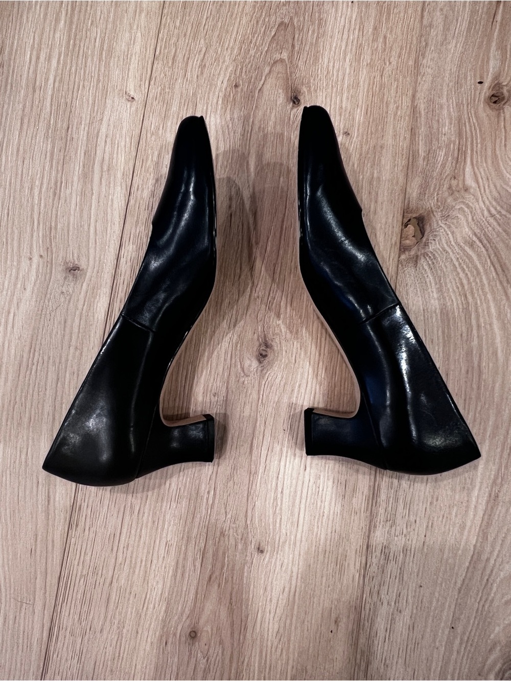 Ros Hommerson Navy Blue Leather Classic Pump | Low Block Heel Size 11S - Picture 5 of 8